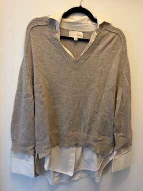 Brochu Walker The Looker Wool Cashmere Layered V Neck Sweater Womens M